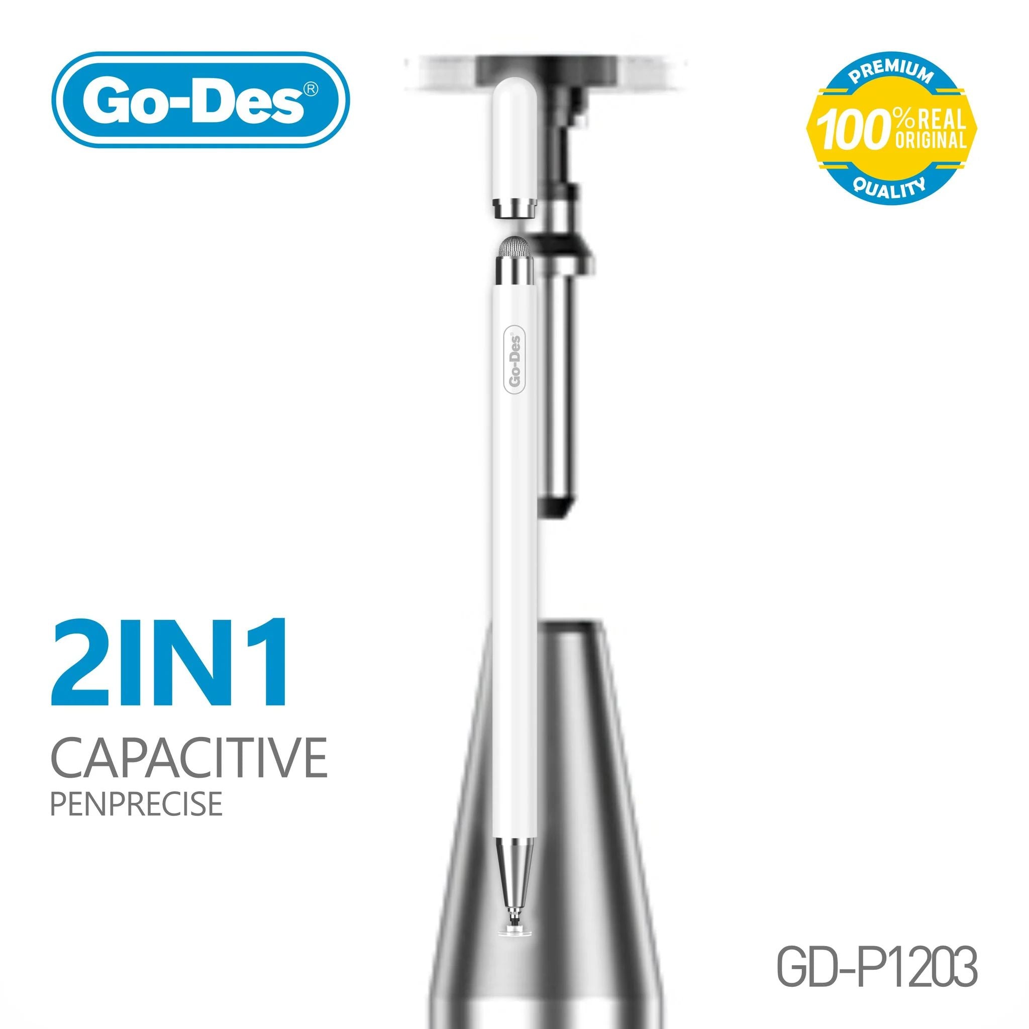 Go-Des 2-in-1 Universal Capacitive Stylus Pen Dual-Ended Magnetic Touchscreen Pencil with Extra Nib No Charging Required