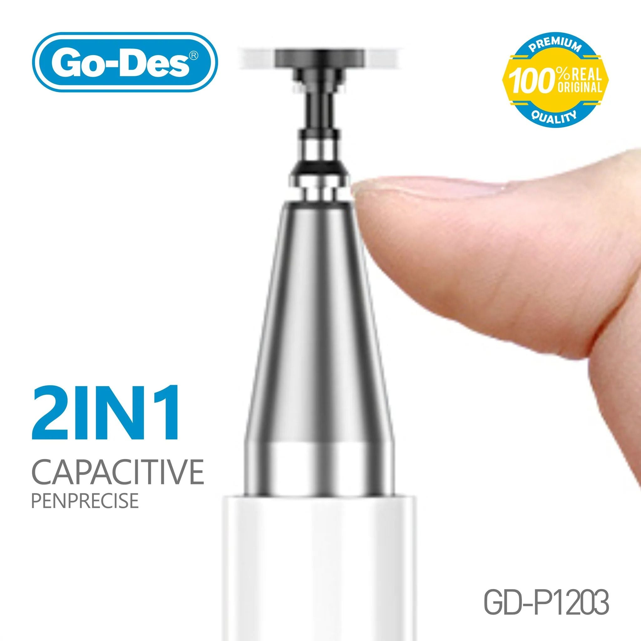 Go-Des 2-in-1 Universal Capacitive Stylus Pen Dual-Ended Magnetic Touchscreen Pencil with Extra Nib No Charging Required