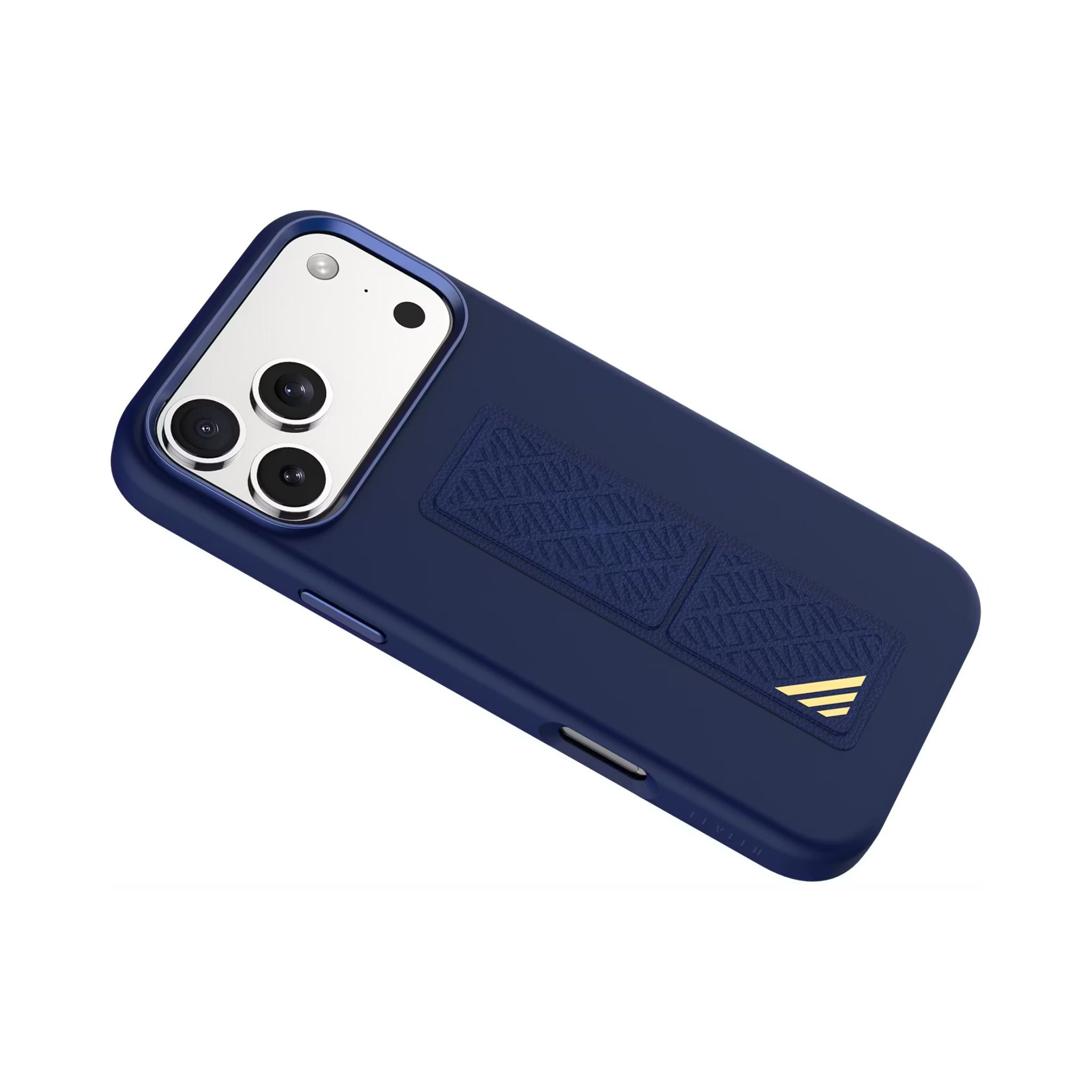 Levelo Morphix Silicone GripStand Case for iPhone 17 Pro Max, Hands-Free Viewing, True Microfiber Interior Lining, Horizontal & Vertical Stand, Shock-Resistant Bumper, Raised Bezels for Camera & Screen, Slim Fit Design - Dark Blue