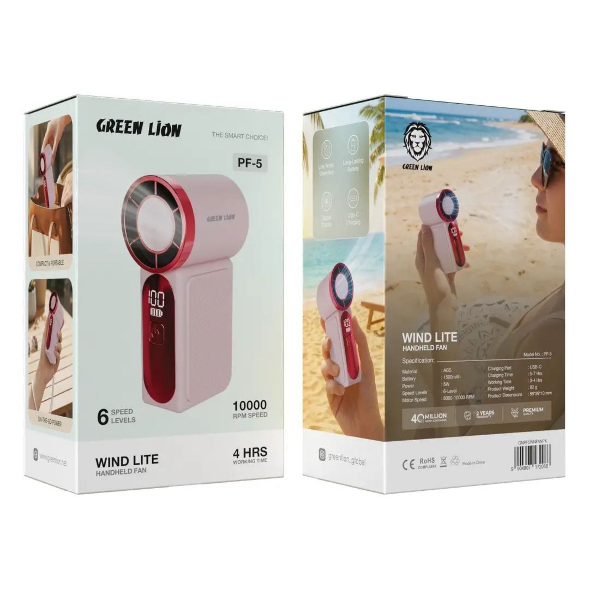 Green Lion Wind Lite Handheld Fan - Pink