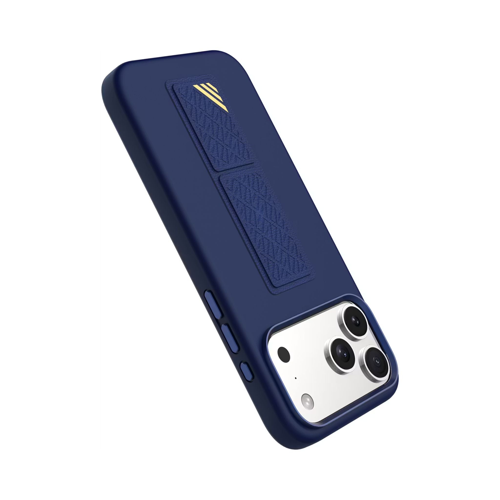 Levelo Morphix Silicone GripStand Case for iPhone 17 Pro Max, Hands-Free Viewing, True Microfiber Interior Lining, Horizontal & Vertical Stand, Shock-Resistant Bumper, Raised Bezels for Camera & Screen, Slim Fit Design - Dark Blue