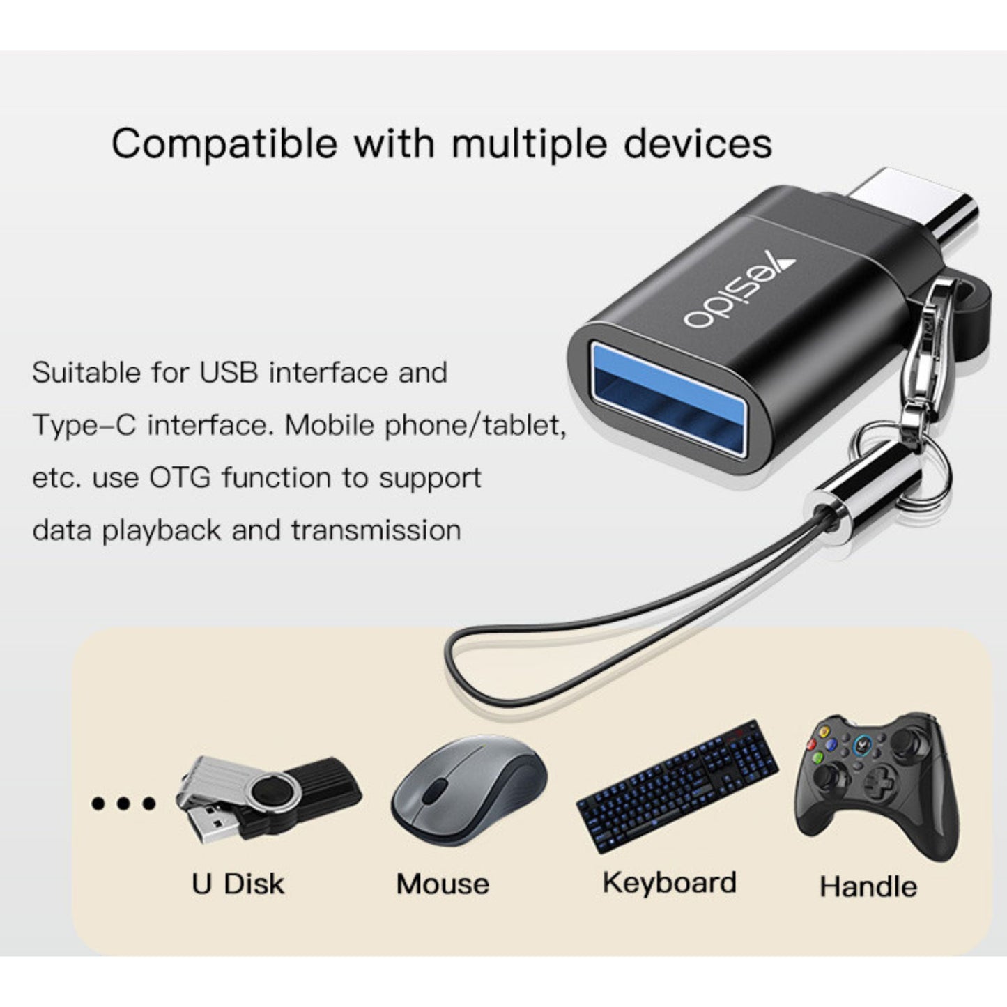 GS06 Mini Function Mobile Phone Power Data Transmit Convert Card Reader Type-C To USB OTG Adapter