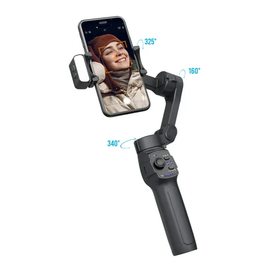 Porodo 3-Axis Gimbal with LED Light - Black
