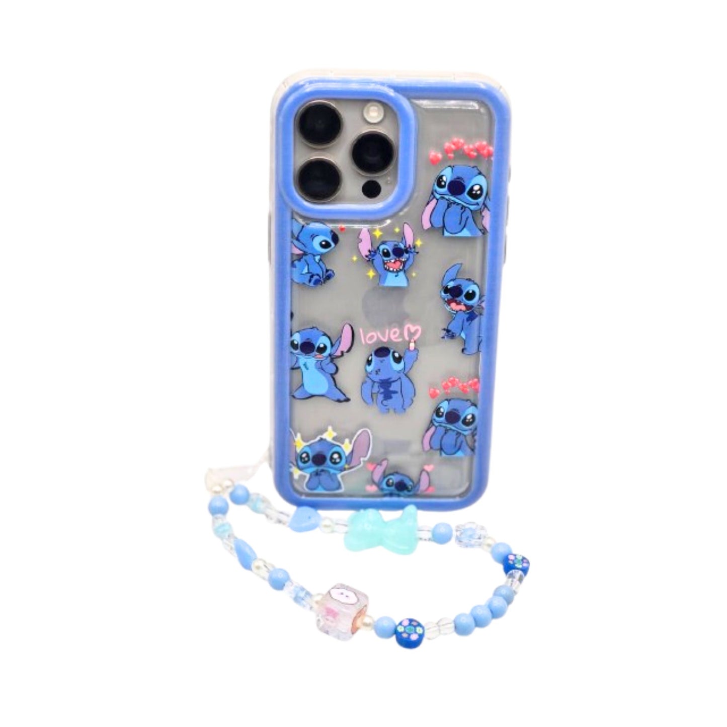 RMO Compatible with iPhone 12 PRO,15,15 PROMAX  Case Cute Stitch with Chain Design for Women Girls Slim Soft TPU Transparent Case for iPhone 12Pro,15,15 Promax-Stitch