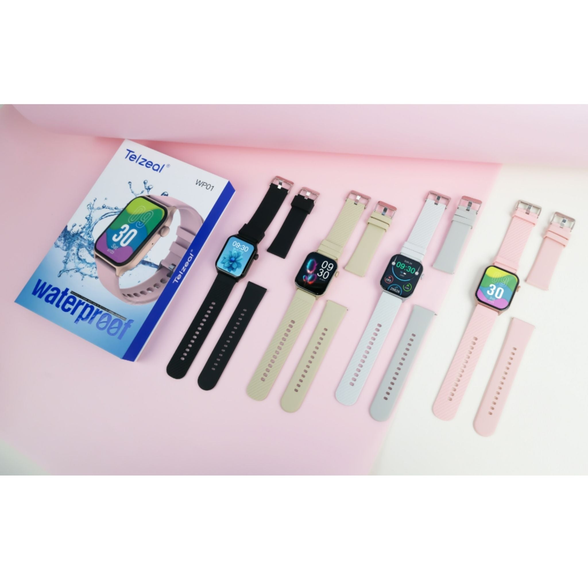 Telzeal WP01 Waterproof Smart Watch with Full‑Touch Display, Fitness Tracker, 2 Interchangeable Straps, IP‑68 Water Resistance, Health Monitoring – Stylish Unisex Design- Brown