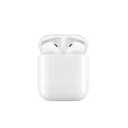 A single white wireless earbud with a charging case.