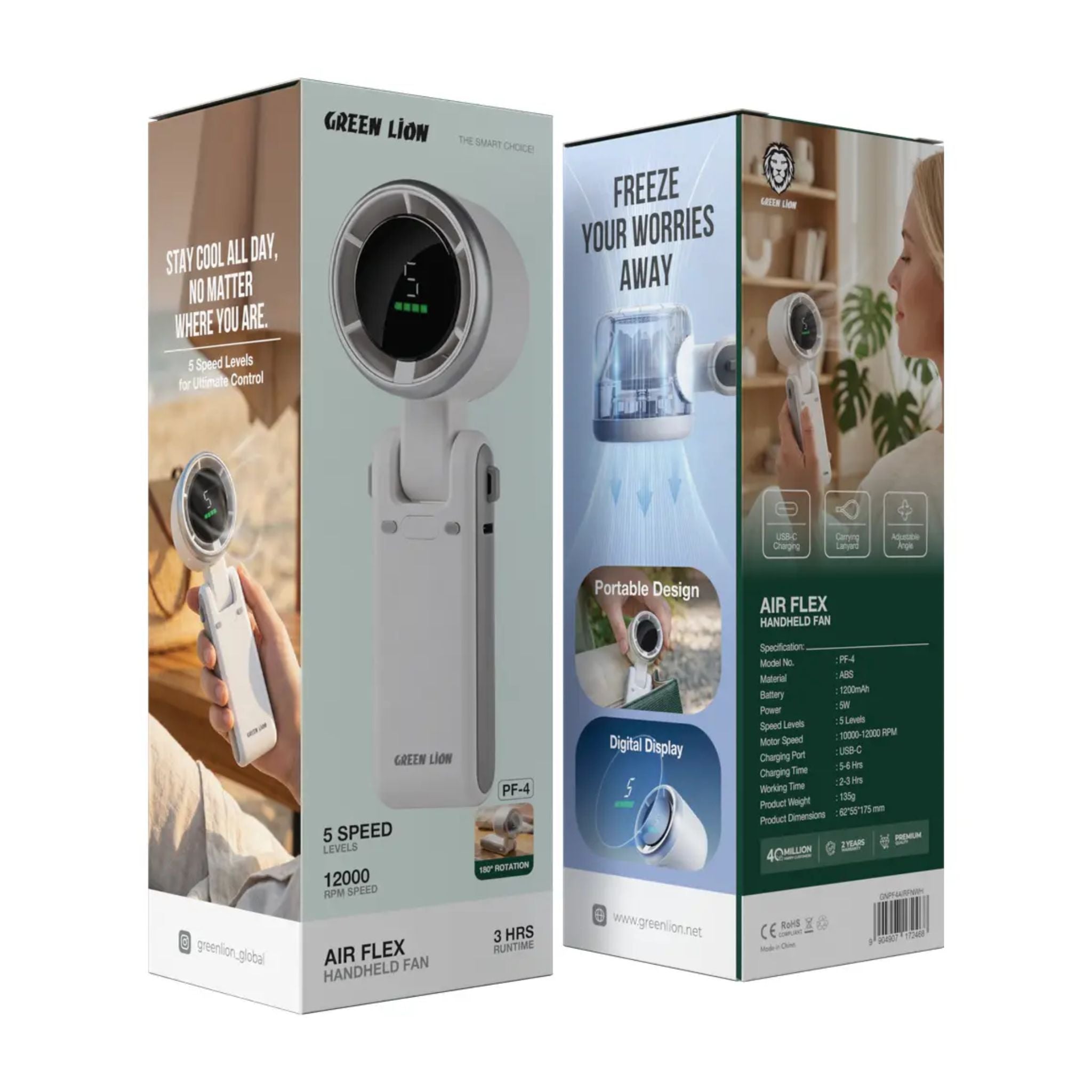 Green Lion Air Flex Handheld Fan - White