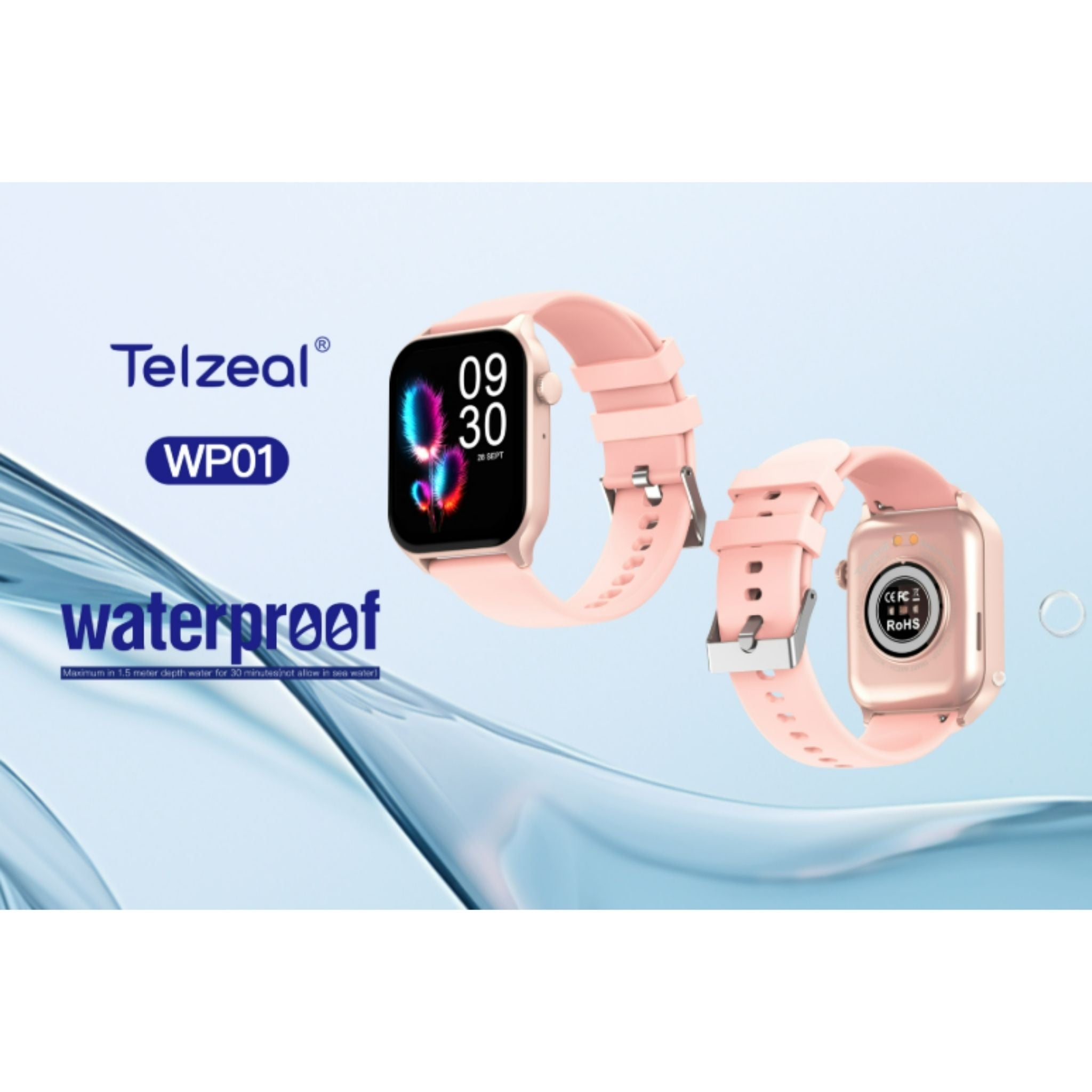 Telzeal WP01 Waterproof Smart Watch with Full‑Touch Display, Fitness Tracker, 2 Interchangeable Straps, IP‑68 Water Resistance, Health Monitoring – Stylish Unisex Design- Brown
