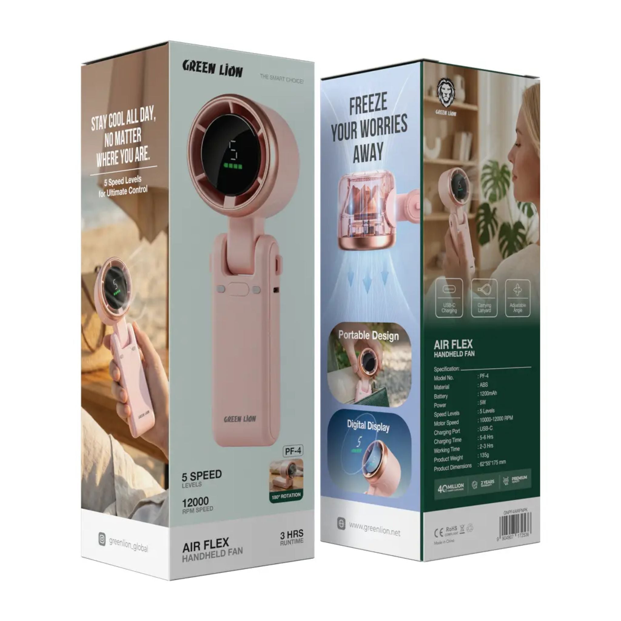 Green Lion Air Flex Handheld Fan - Pink