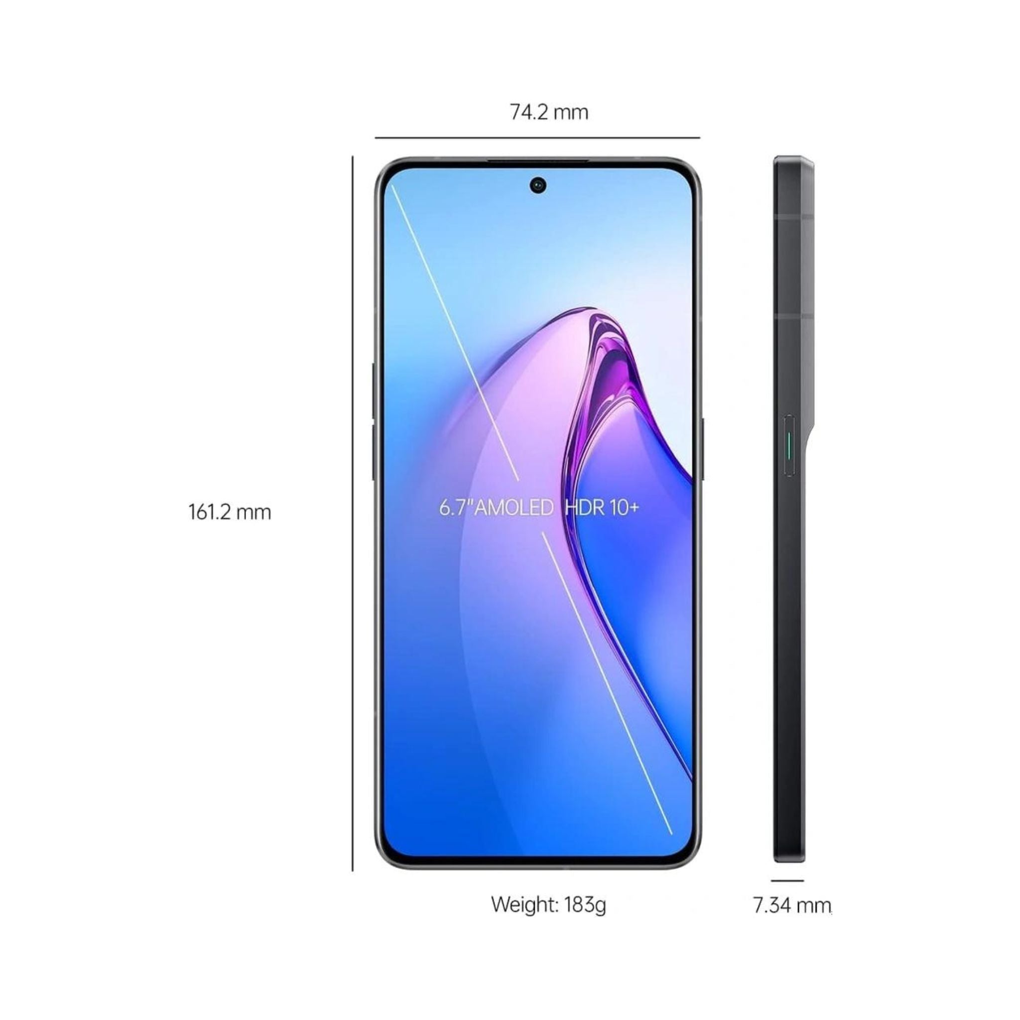 OPPO Reno8 Pro Smartphone, MediaTek Dimensity 8100-MAX 5G, 6.7 120Hz AMOLED screen, 50MP + 8MP + 2MP rear camera, 32MP front camera, RAM 8GB + ROM 256GB, 4500mAh 80W Supervooc- Glazed Black