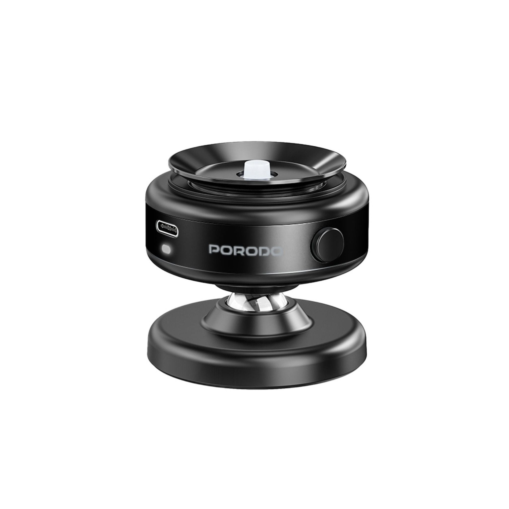 Porodo Vacuseal Magsafe Magnetic Mount with 110mAh Battery, Туре-С Charging Port, x16 Powerful N52 Magnets, 4.7" and Above Device Compatibility, Adjustable Viewing Angle - Black