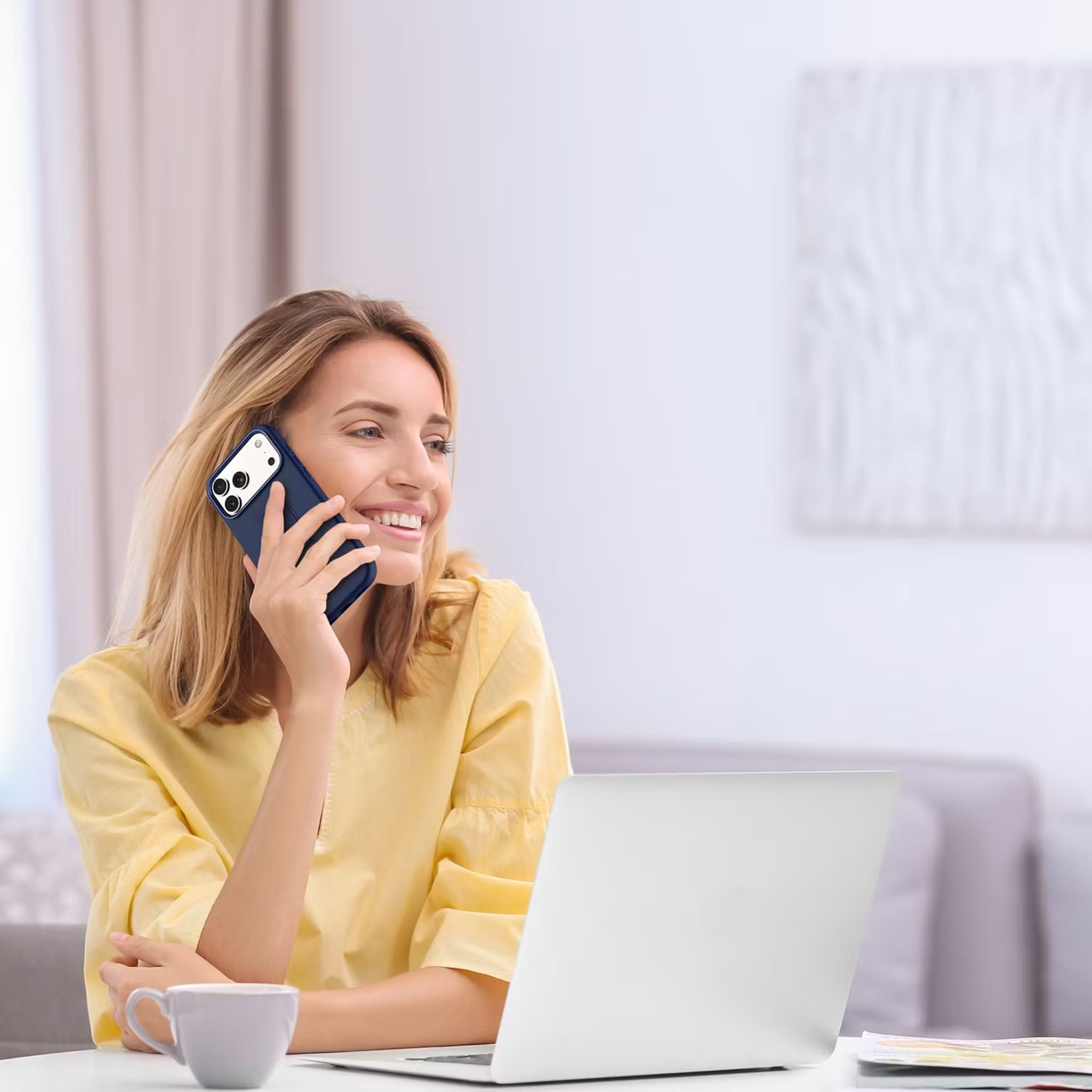 Levelo Morphix Silicone GripStand Case for iPhone 17 Pro Max, Hands-Free Viewing, True Microfiber Interior Lining, Horizontal & Vertical Stand, Shock-Resistant Bumper, Raised Bezels for Camera & Screen, Slim Fit Design - Dark Blue