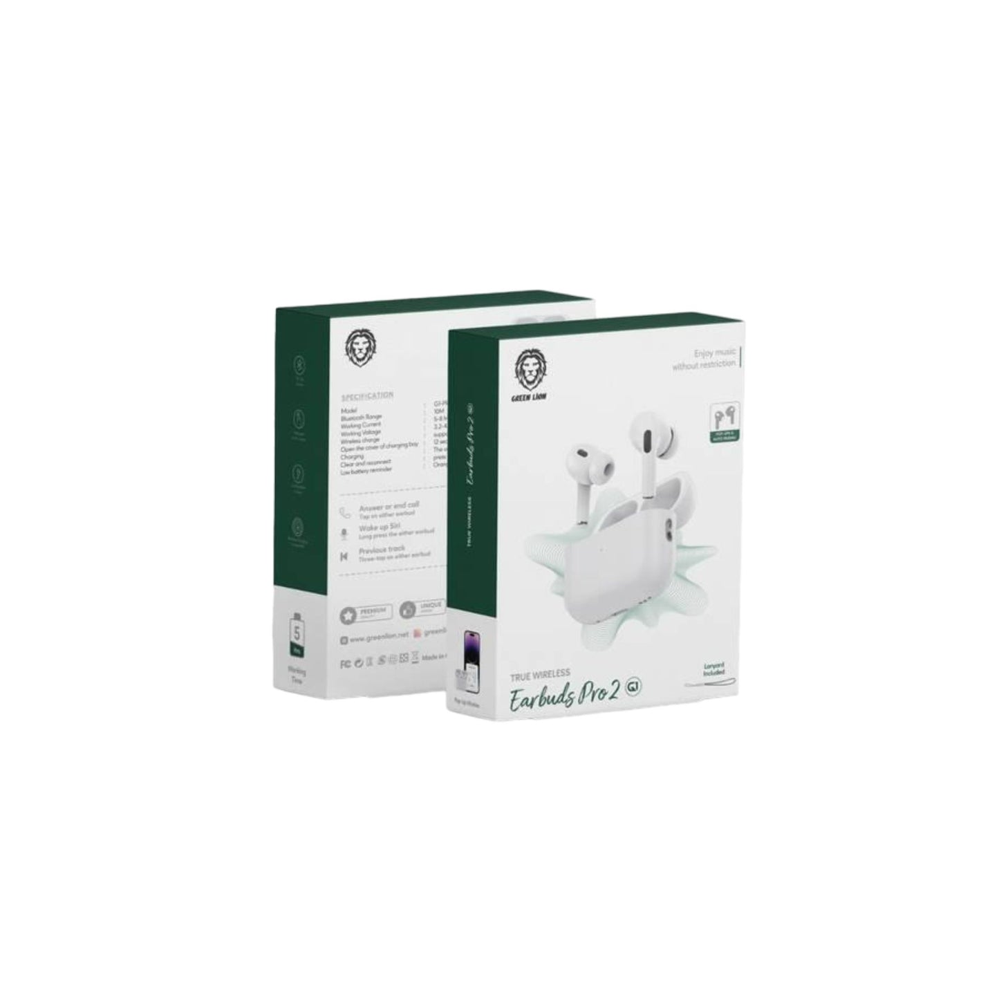 Premium Green Lion Earbuds 2 G1_White