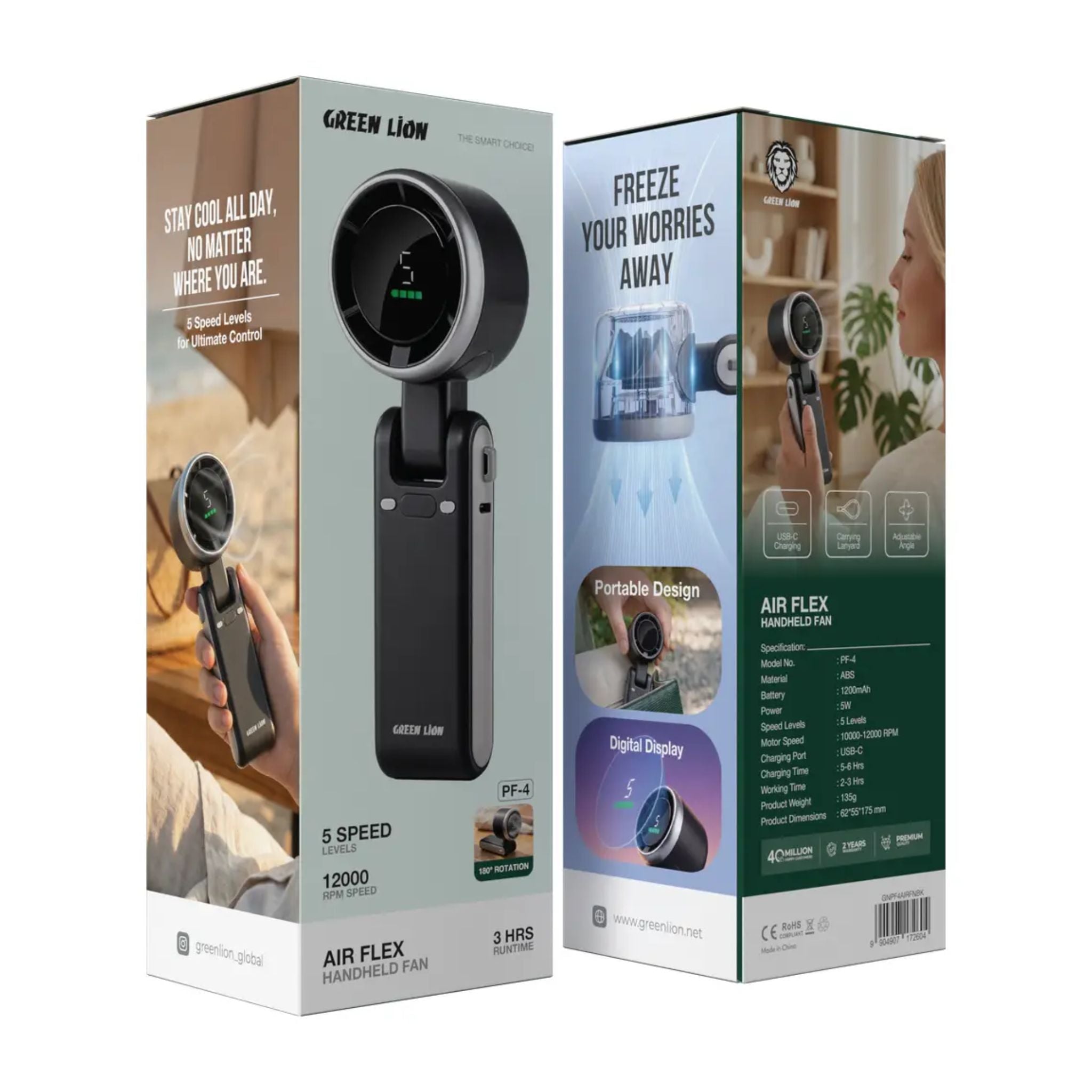 Green Lion Air Flex Handheld Fan - Black