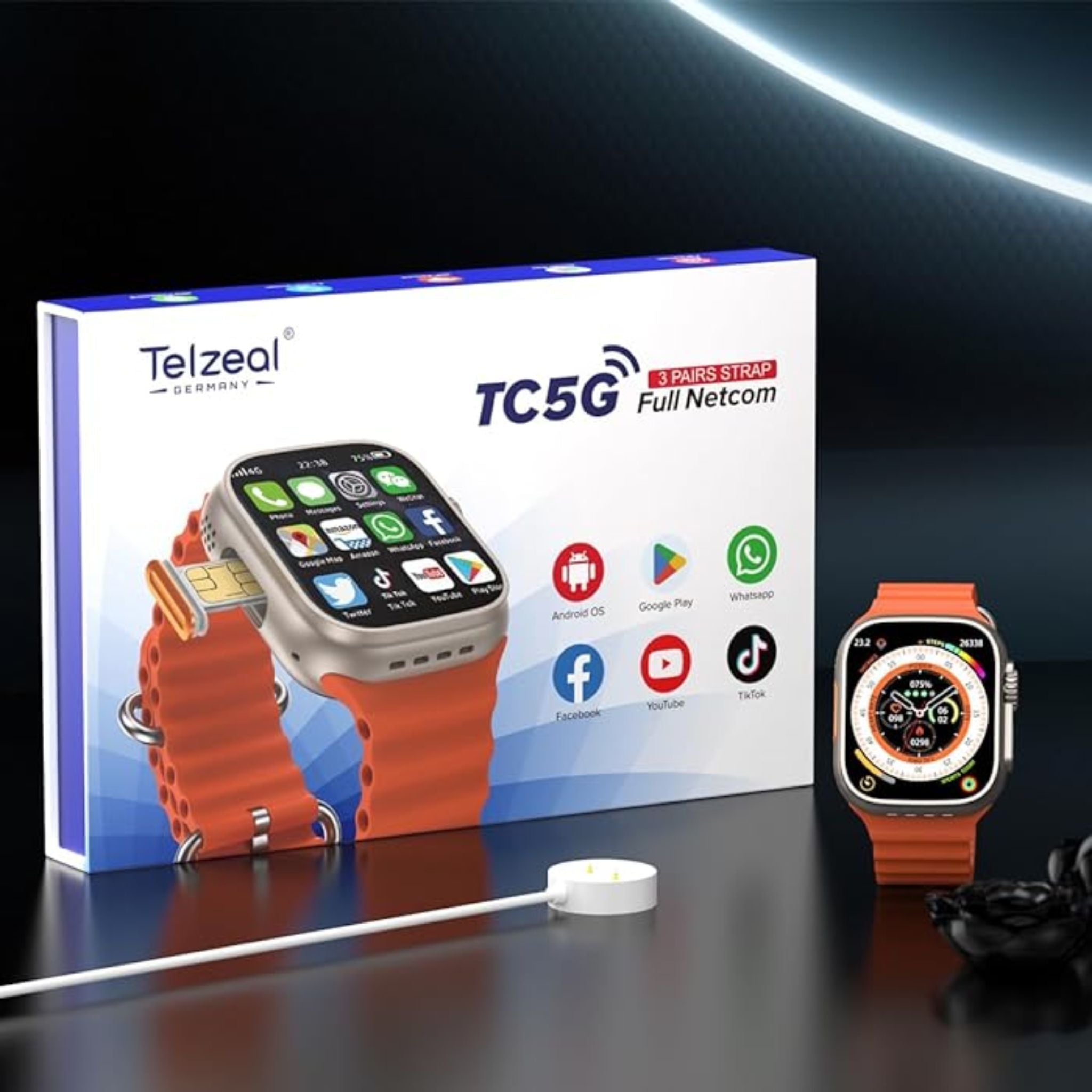 Telzeal Germany TC5G 2.2 Inch Full Screen Display SmartWatch-Black