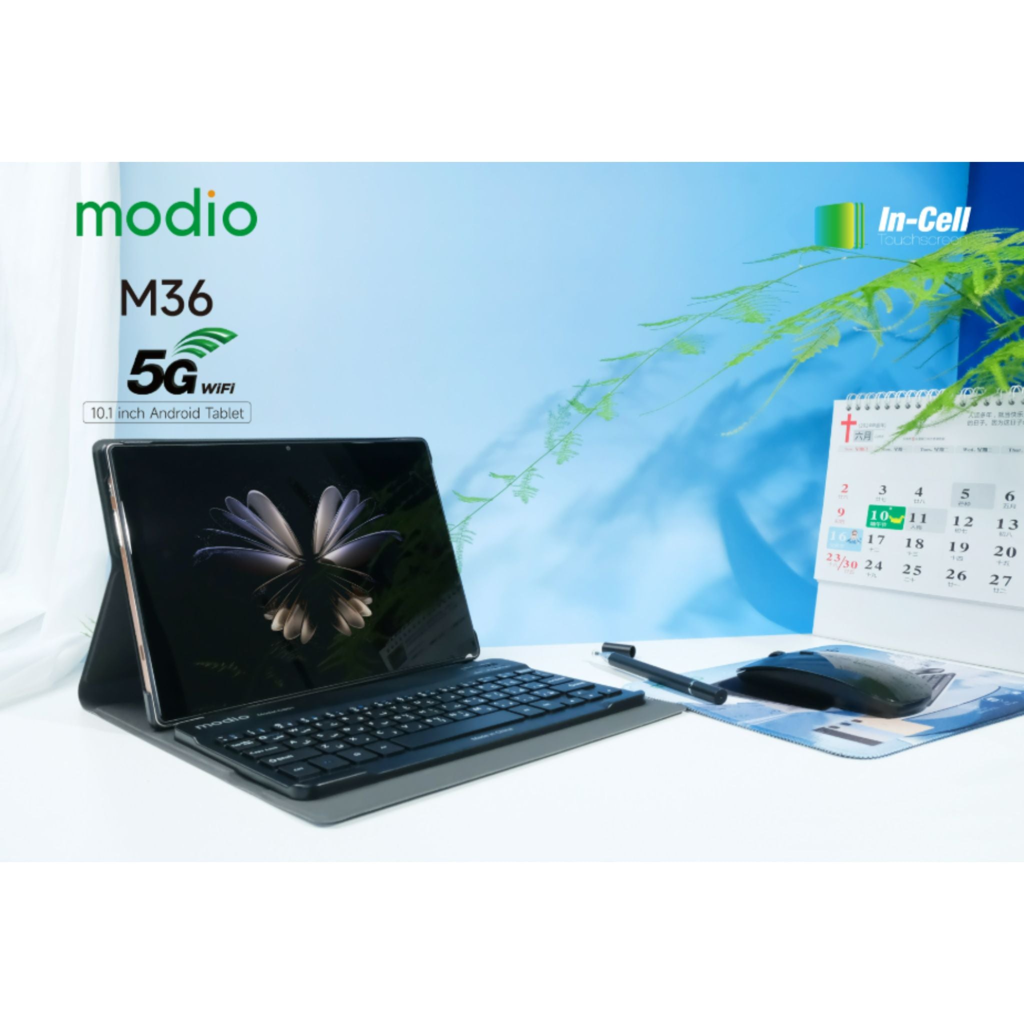 Modio M36 Tablet With 10.1 Inch Screen Dual SIM Gold, 12GB RAM 512GB 5G - Middle East Version With Gifts