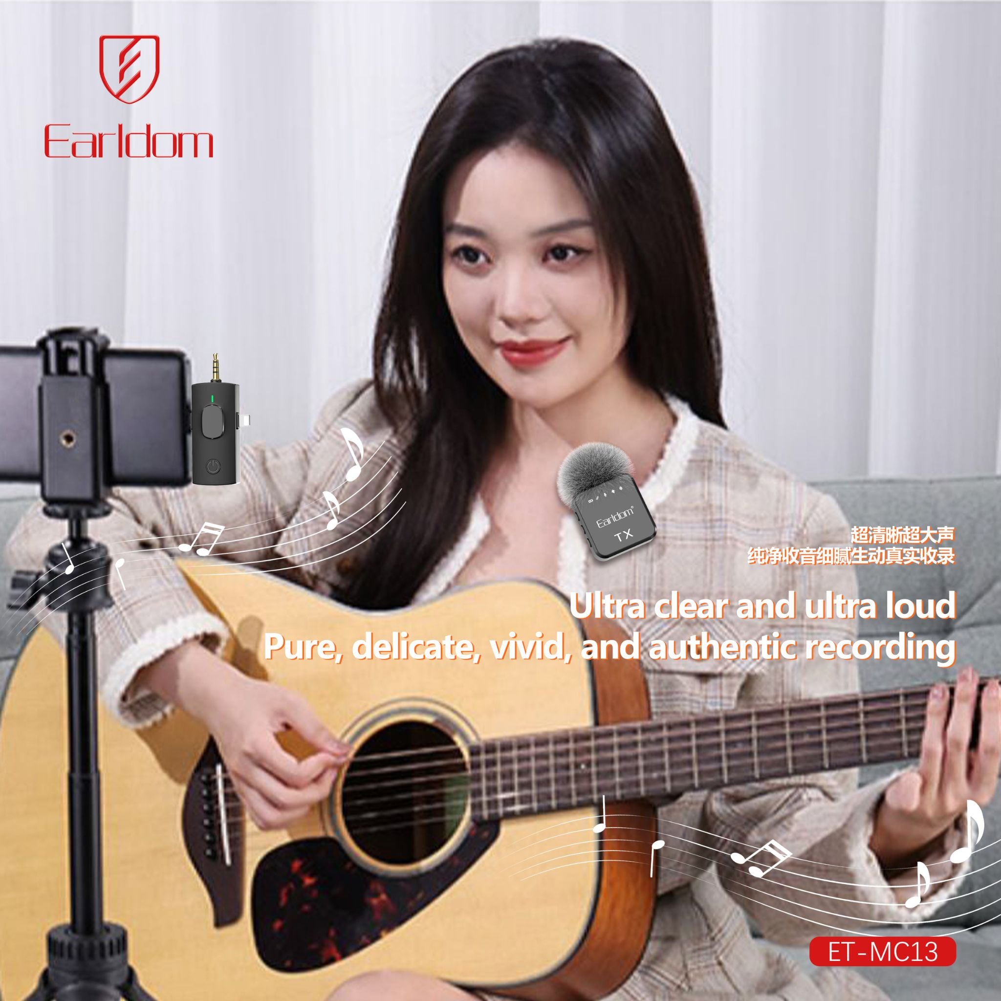 Earldom MC13 AfroCrafts Portable 3in1 Wireless Collar Clip Microphone
