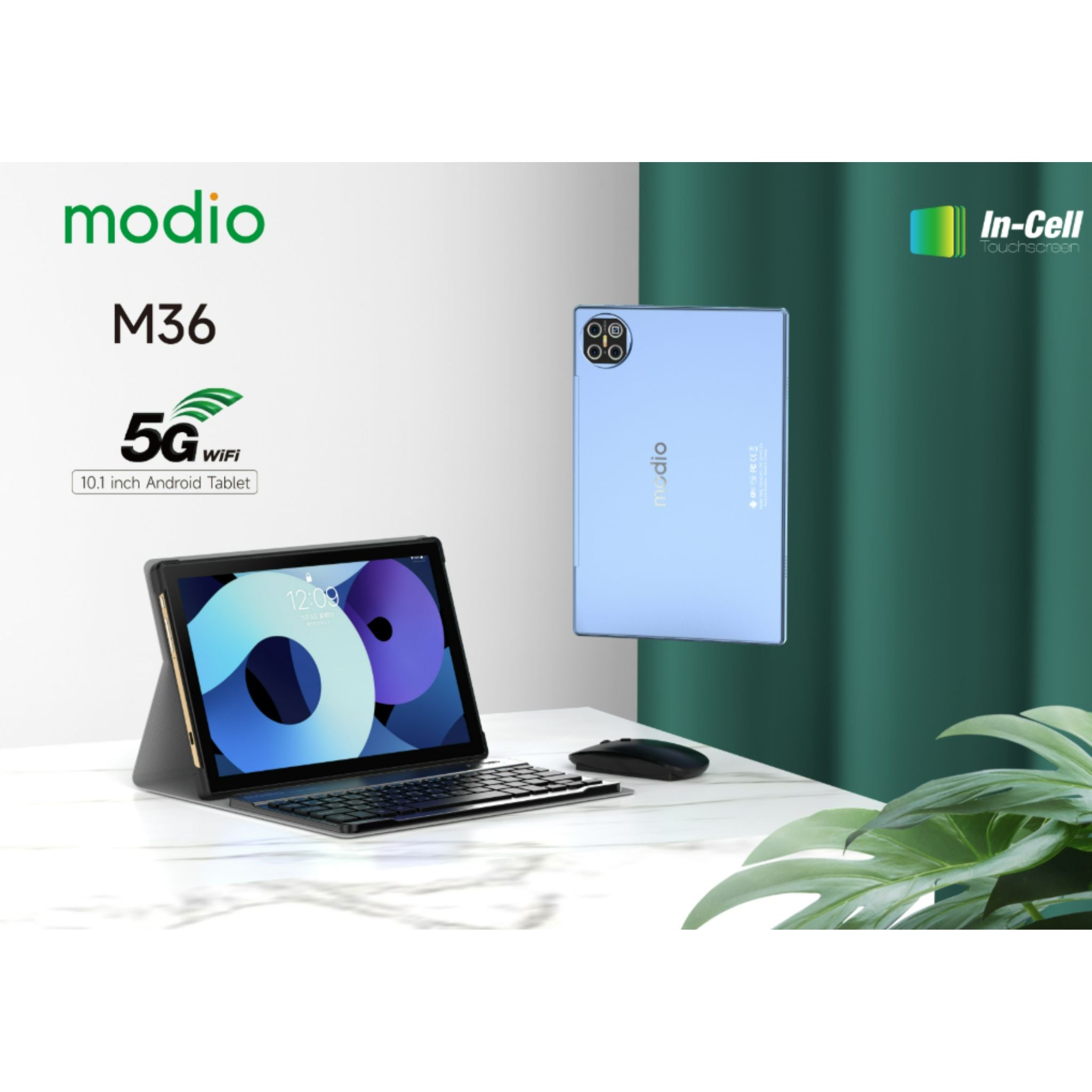Modio M36 Tablet With 10.1 Inch Screen Dual SIM Gold, 12GB RAM 512GB 5G - Middle East Version With Gifts