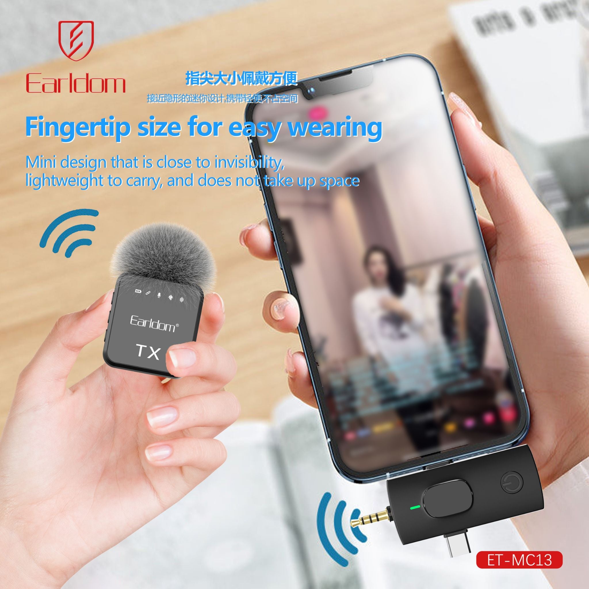 Earldom MC13 AfroCrafts Portable 3in1 Wireless Collar Clip Microphone