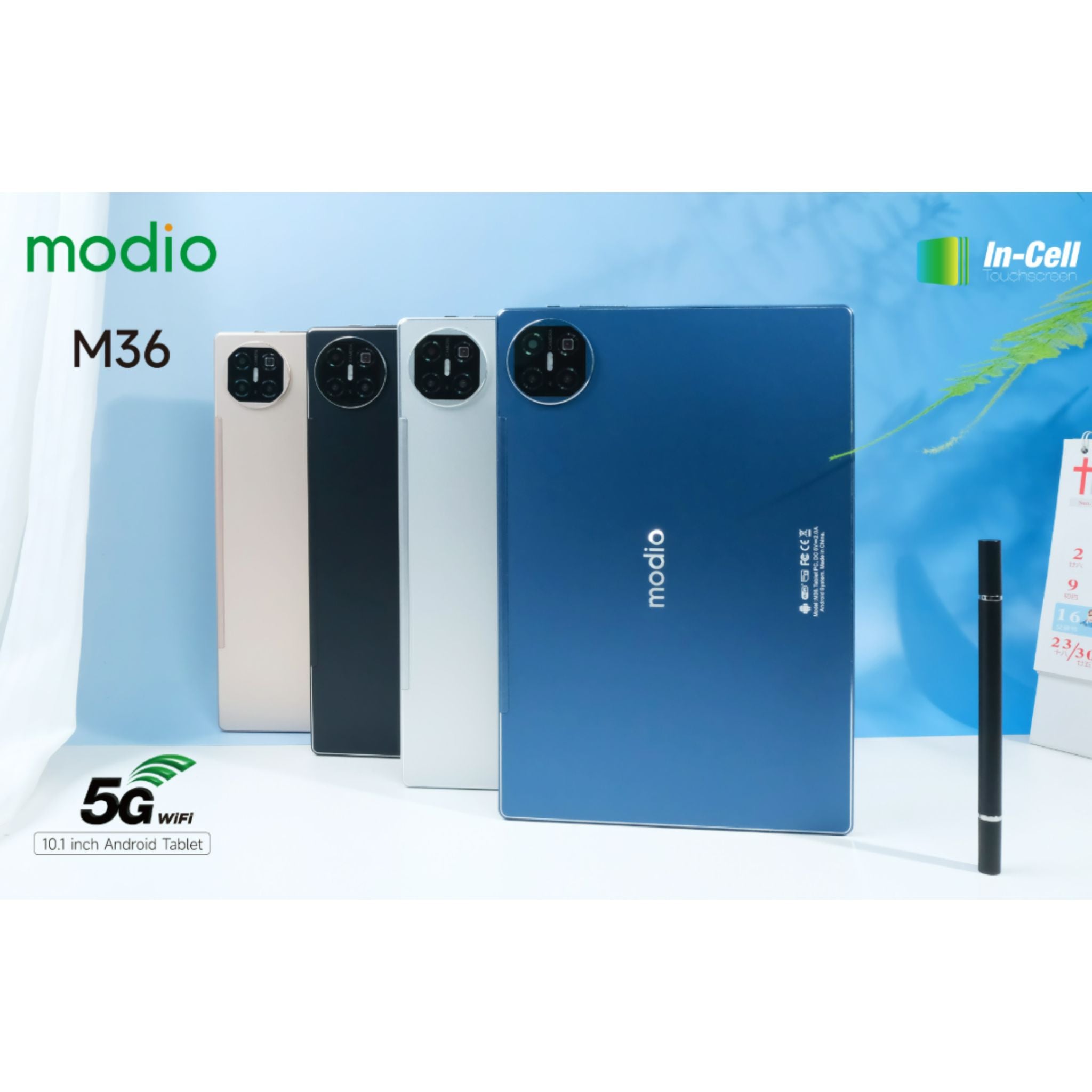 Modio M36 Tablet With 10.1 Inch Screen Dual SIM Gold, 12GB RAM 512GB 5G - Middle East Version With Gifts