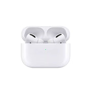 True wireless earphones with a charging case, predominantly white in color.