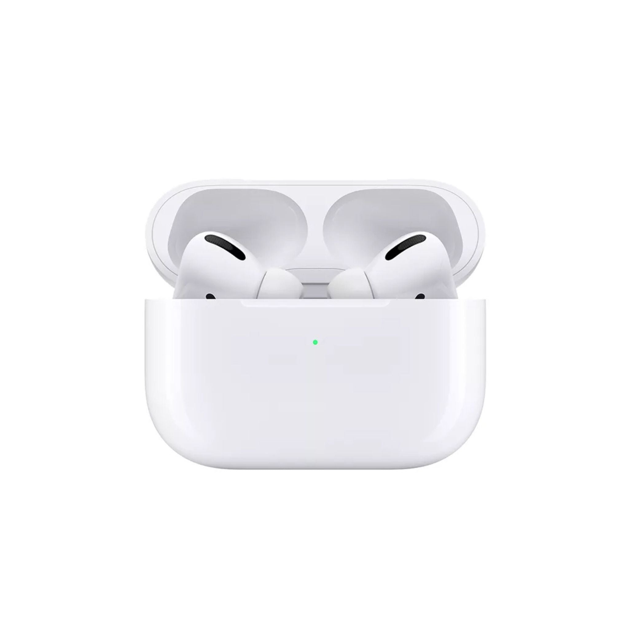 True wireless earphones with a charging case, predominantly white in color.