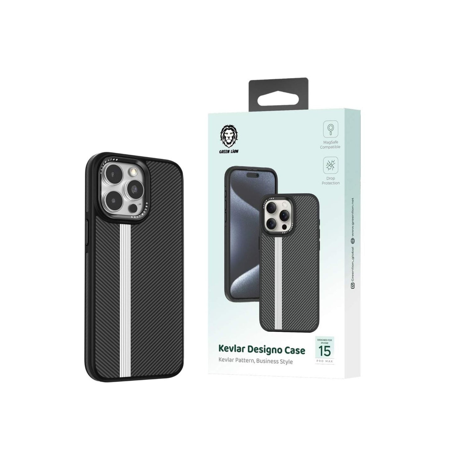 Green Lion Kevlar Designo Case_iPhone 15 Pro Max and 15 Pro_Black