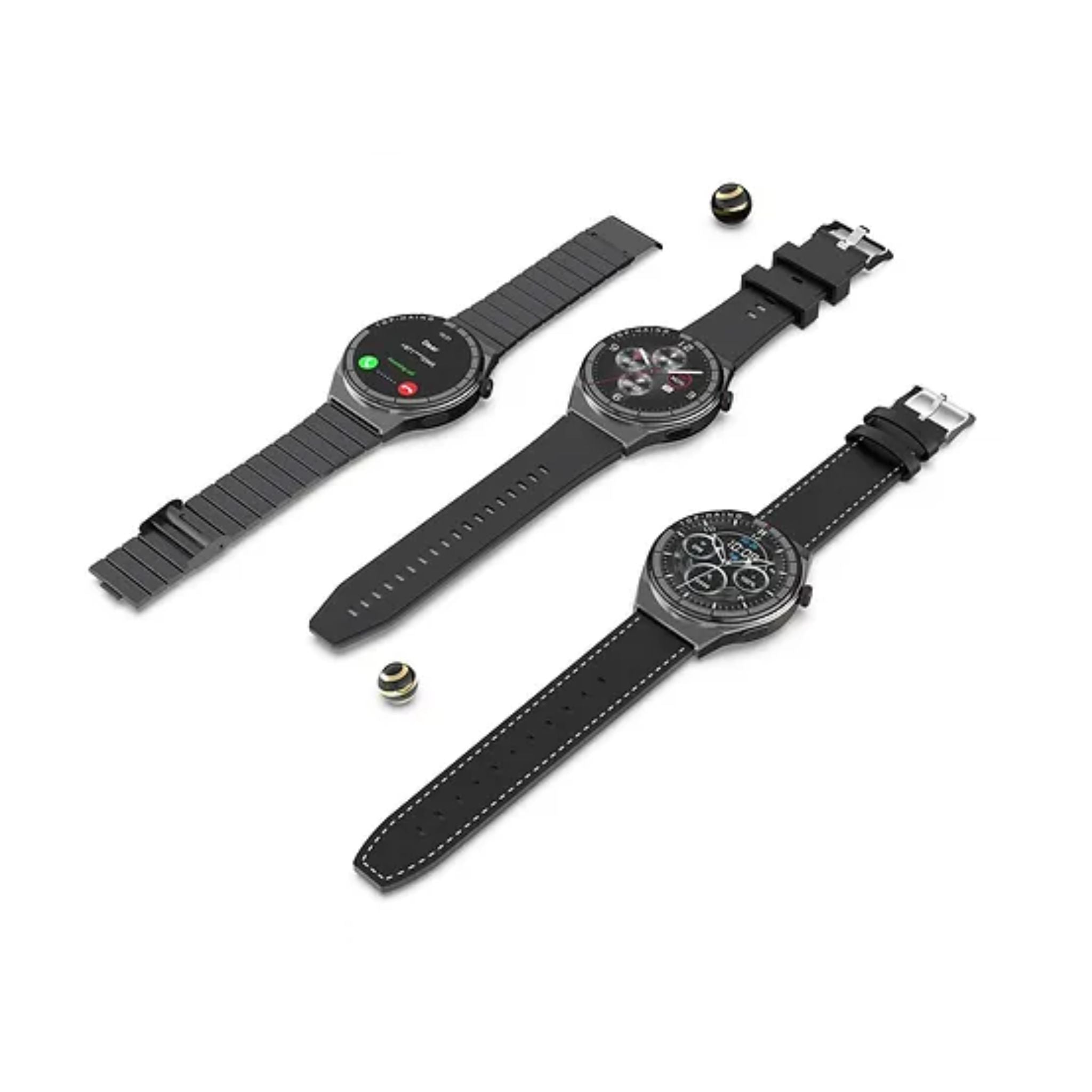 Premium Haino Teko Germany TOP 3 Full Screen Real AMOLED Display Series 9_3 Pair Straps Wireless Charger and Pen Designed For Unisex Adults_Black