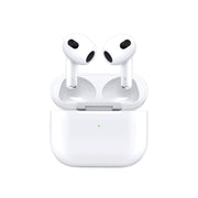 A pair of white Porodo Blue Deep Bass Wireless Earbuds 3 in their open charging case.