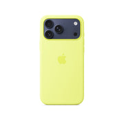 Yellow phone case with Apple logo on a white background