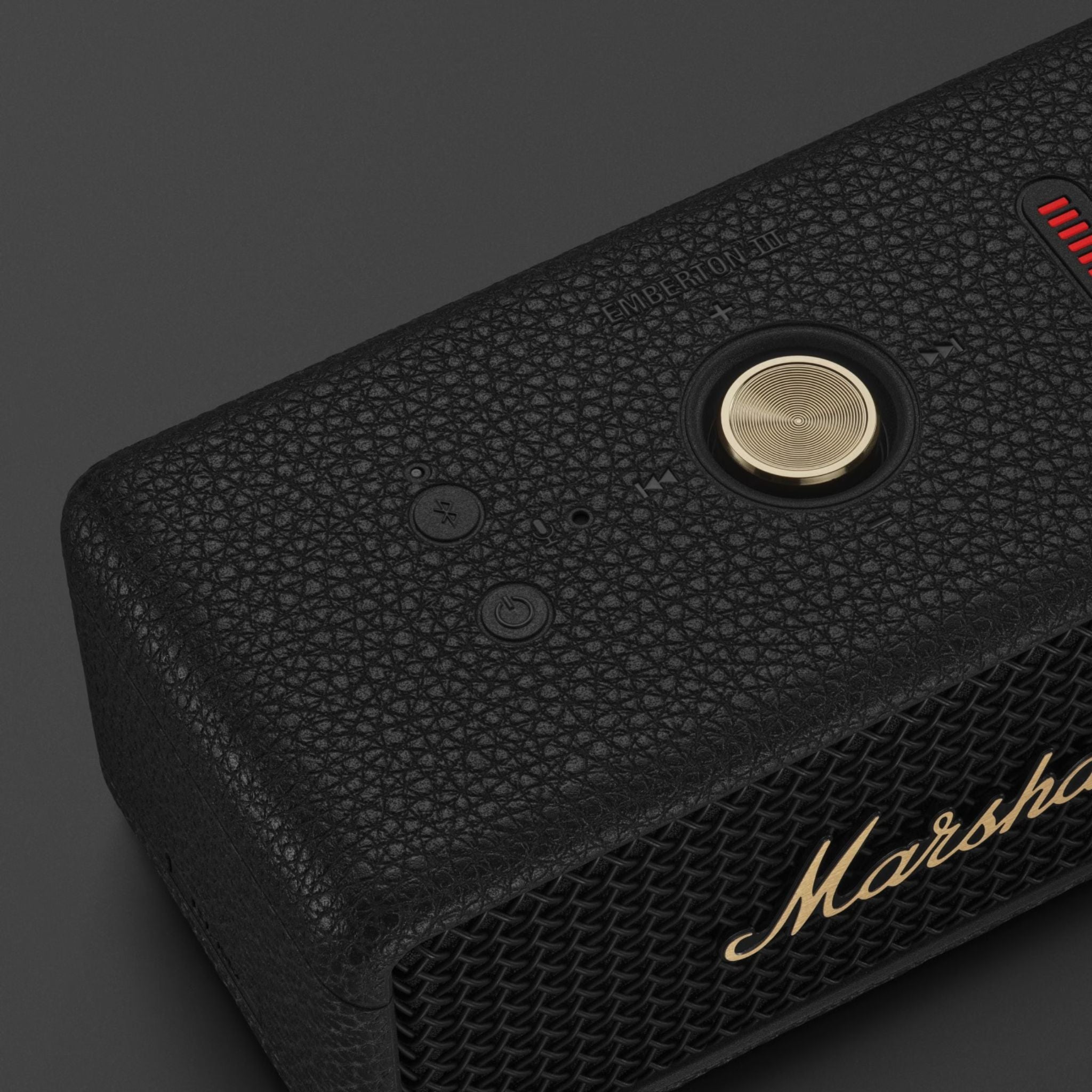 Marshall Emberton III Compact Portable Wireless Speaker with More than 32 Hours of Playtime, IP67 Water Resistance Level, Bluetooth Version 5.3, Built-in Microphone - Black / Brass
