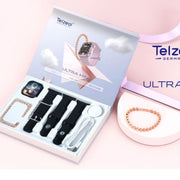 Telzeal Ultra Mini 42 mm Smart Watch and Fashion Bracelet With 3 Pair Straps Wireless Charger For Ladies and Girls - Black