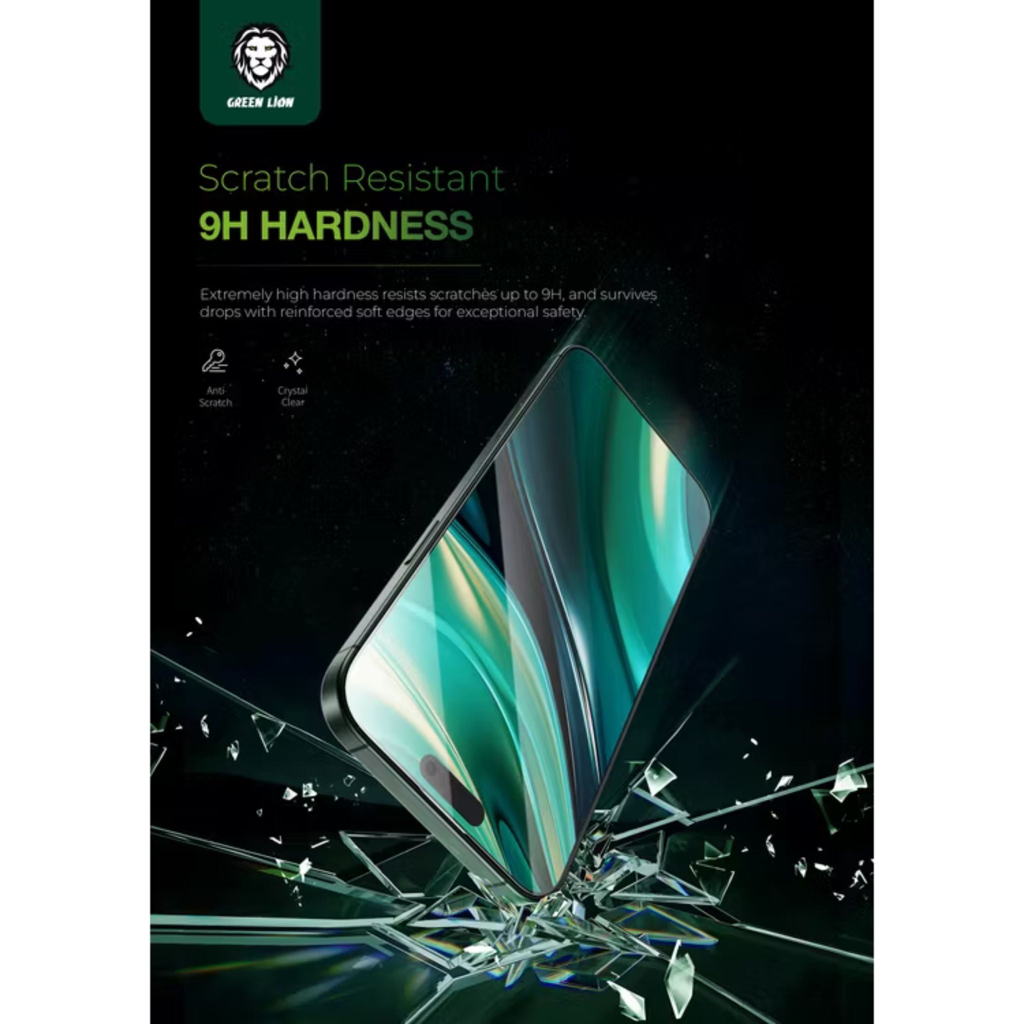 Green Lion Diego Pet HD Screen Protector for iPhone 16 Pro Max, Anti-Fingerprint, Crystal Clear, 9H Tempered Glass, Highly Responsive, Bubble Free - Clear