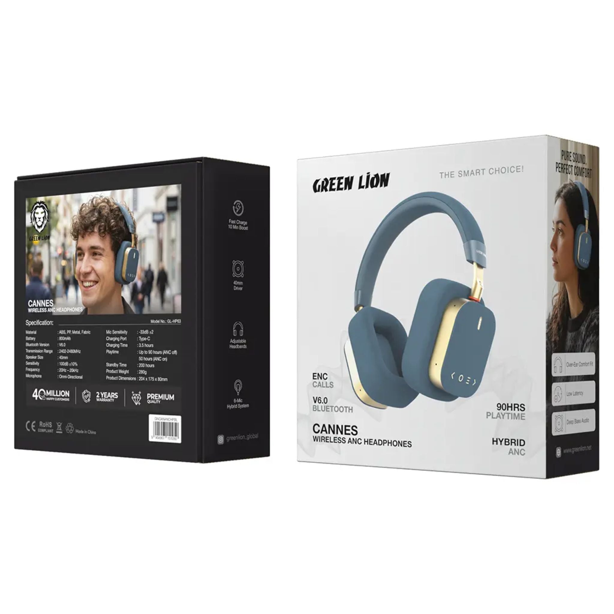 Green Lion Cannes Wireless ANC Headphones - Blue