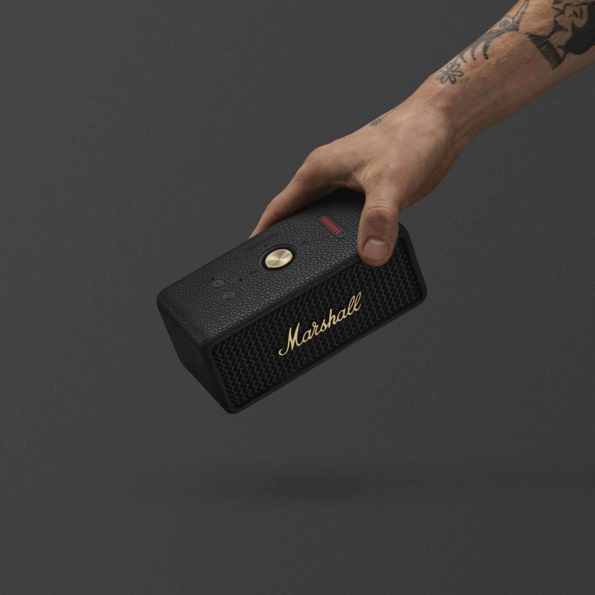 Marshall Emberton III Compact Portable Wireless Speaker with More than 32 Hours of Playtime, IP67 Water Resistance Level, Bluetooth Version 5.3, Built-in Microphone - Black / Brass