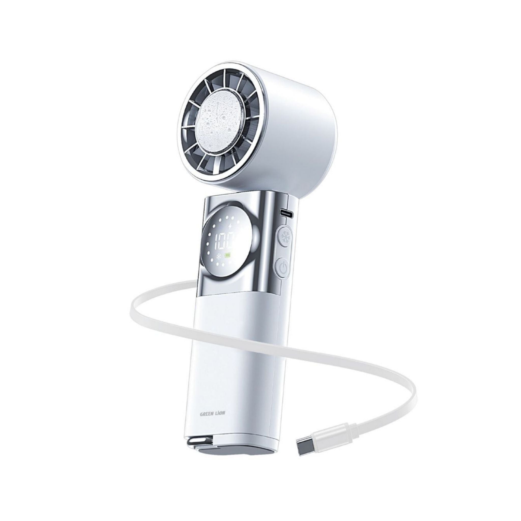 Green Lion Power Wind Portable Fan Instant Cooling with 3600mAh Power Bank and USB-C Charging