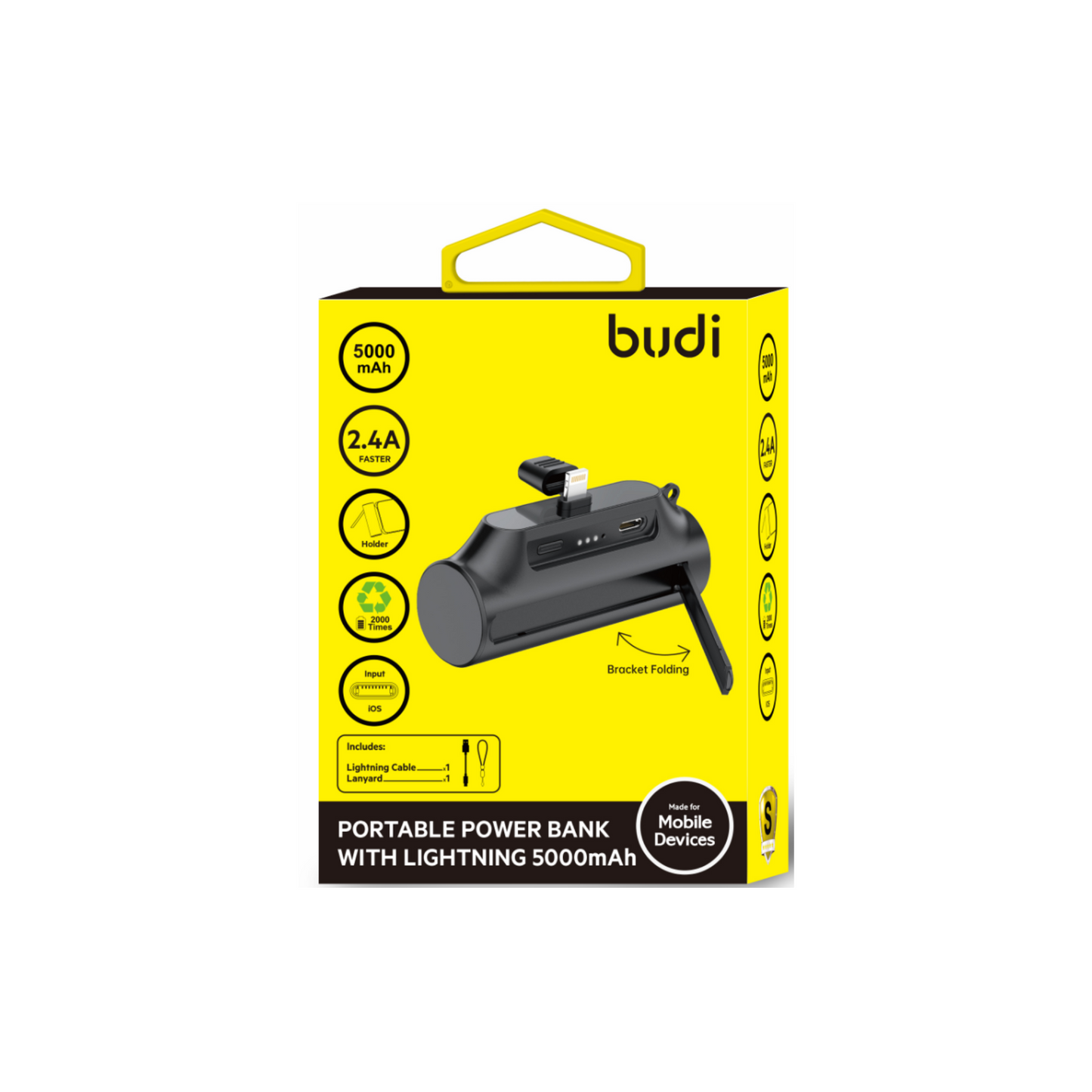 Budi Power Bank  5000mAh With Built-in Lightning Connector