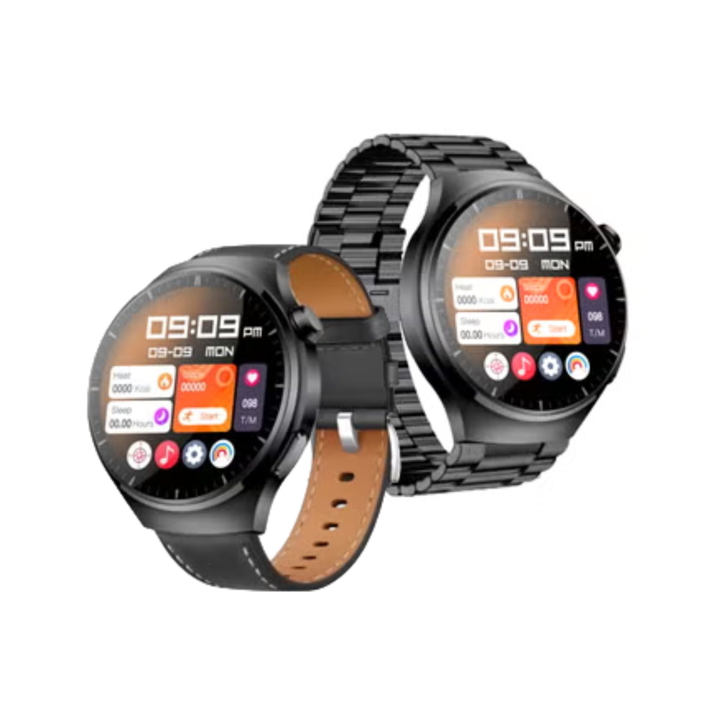 Homntel Germany Watch 4 Pro with 3 Straps HD IPS Amolded Display 480*480/490mAh Big Battery_Black