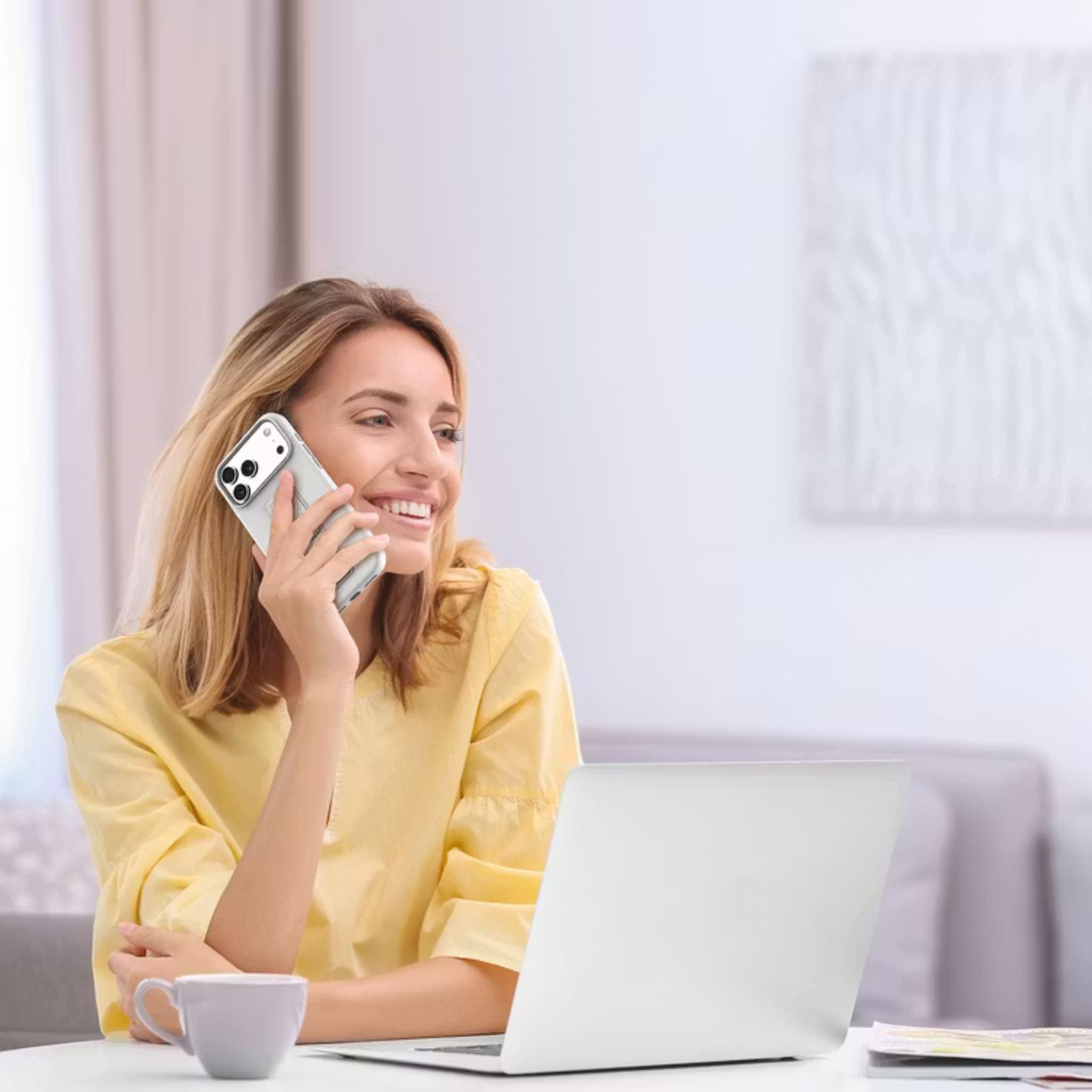 Levelo Morphix Silicone GripStand Case for iPhone 17 Pro, Hands-Free Viewing, True Microfiber Interior Lining, Horizontal & Vertical Stand, Shock-Resistant Bumper, Raised Bezels for Camera & Screen, Slim Fit Design - Silver