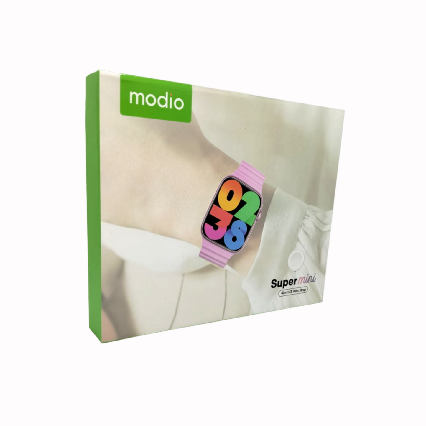 Modio Smart Watch with Three Set Strap and Wireless Charger_White