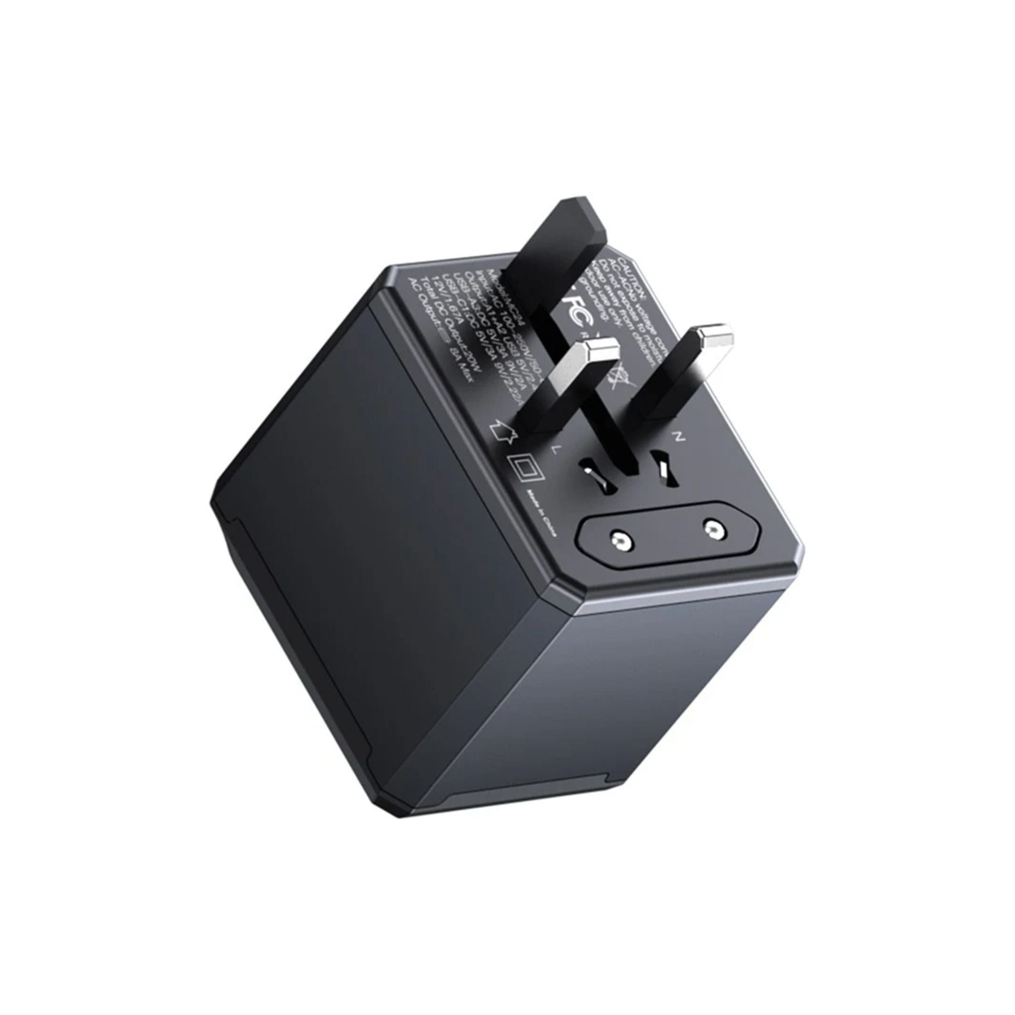 Yesido MC24 20W 3 USB + Type-C Ports Multi-Function Universal Travel Adapter Plug – Black