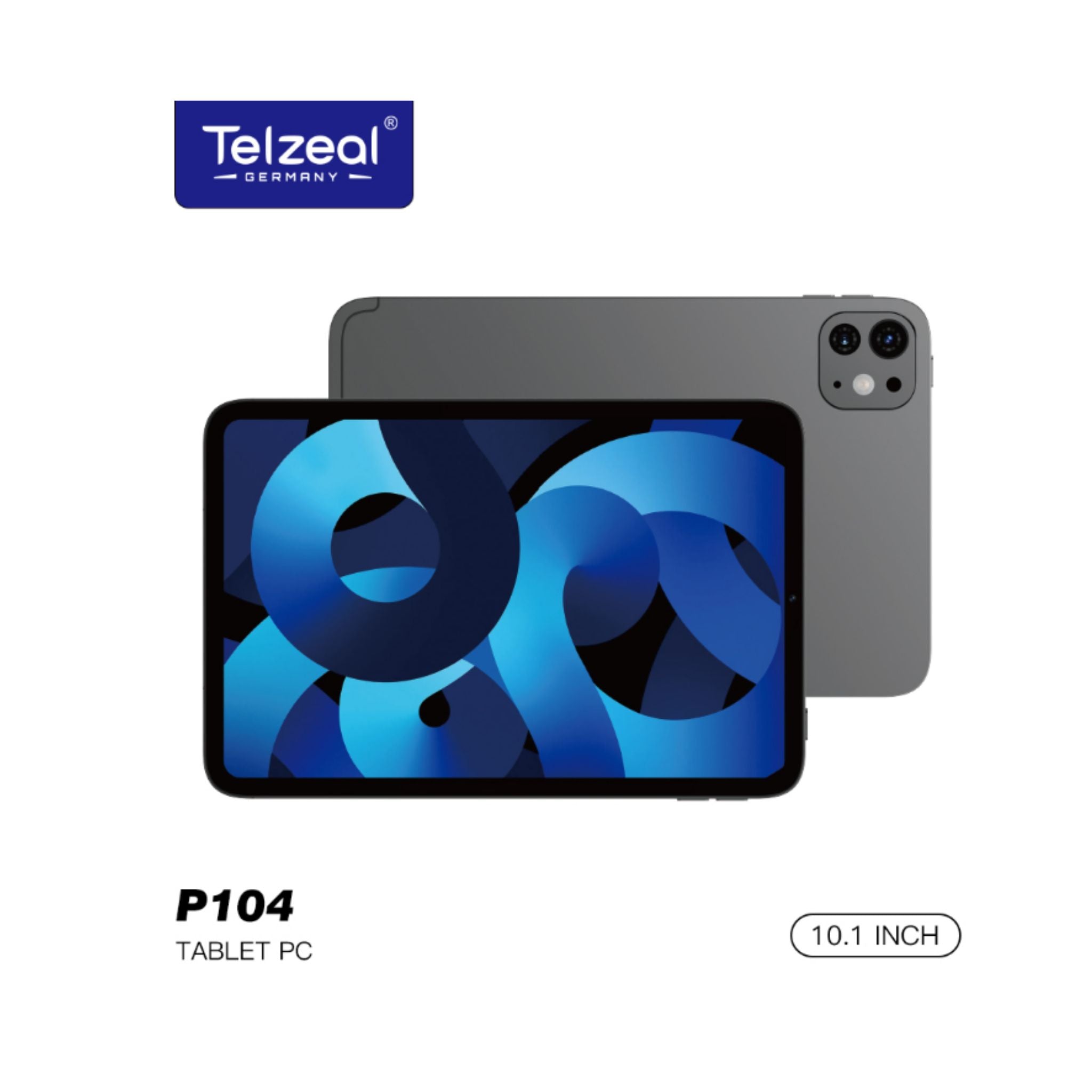 Telzeal P104 10.1" Android 13 Tablet – 1TB Storage, 16GB RAM, 13MP + 8MP Cameras, 10000mAh Battery with Keyboard & Mouse Accessories -Grey