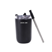 Vacuum Travel Mug Lite, 280 mL Capacity, Keeping Hot for 6 Hours and Cold for 12 Hours, Food Grade Silicone Straw, Food Grade Stainless Steel Cup - Black