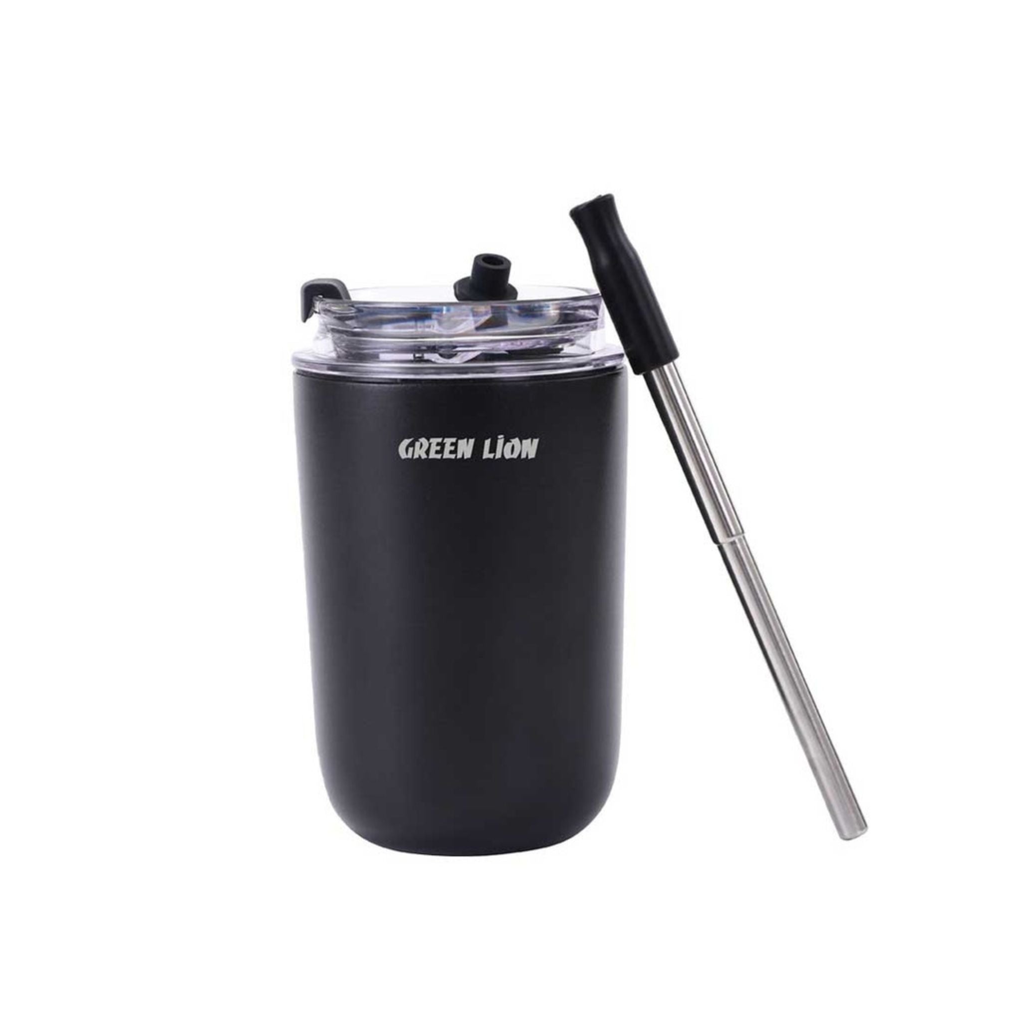  Vacuum Travel Mug Lite, 280 mL Capacity, Keeping Hot for 6 Hours and Cold for 12 Hours, Food Grade Silicone Straw, Food Grade Stainless Steel Cup - Black