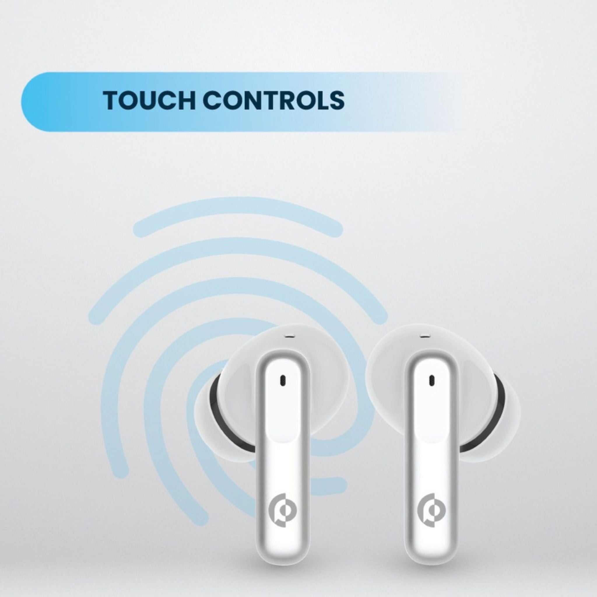 Powerology Hybrid True Wireless Earbuds with ANC + ENC, 6 Microphone, Bluetooth Version 5.3 & Type-C Charging Port - White