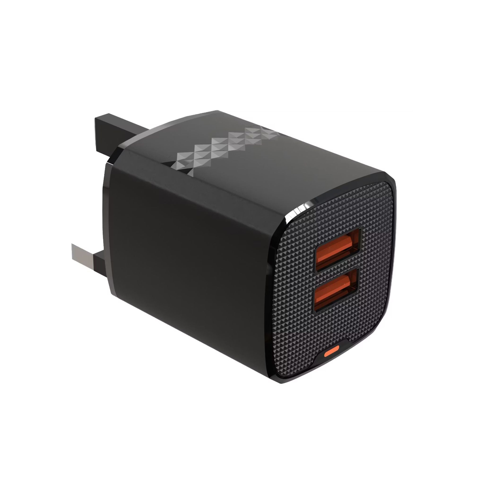 Green Lion Dual Port Wall Charger with USB-A to USB-C Cable, 10.5W per USB-A Output, ABS Material, UK 3-Pin Plug, Smart Safety System, Ultra-Compact Design - Black