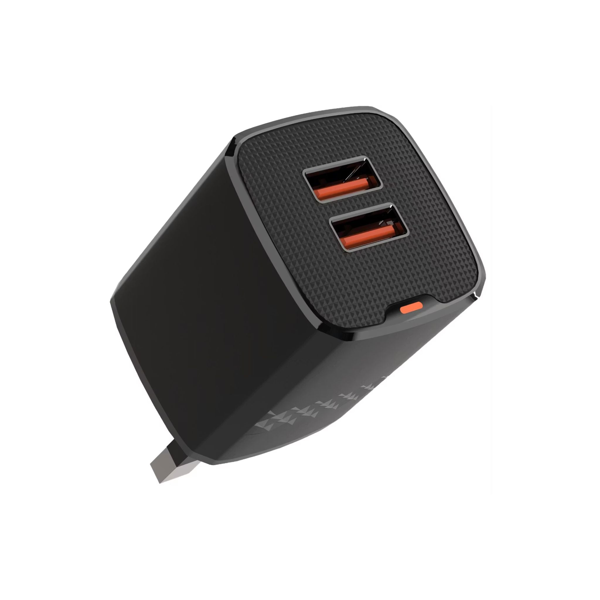 Green Lion Dual Port Wall Charger with USB-A to USB-C Cable, 10.5W per USB-A Output, ABS Material, UK 3-Pin Plug, Smart Safety System, Ultra-Compact Design - Black