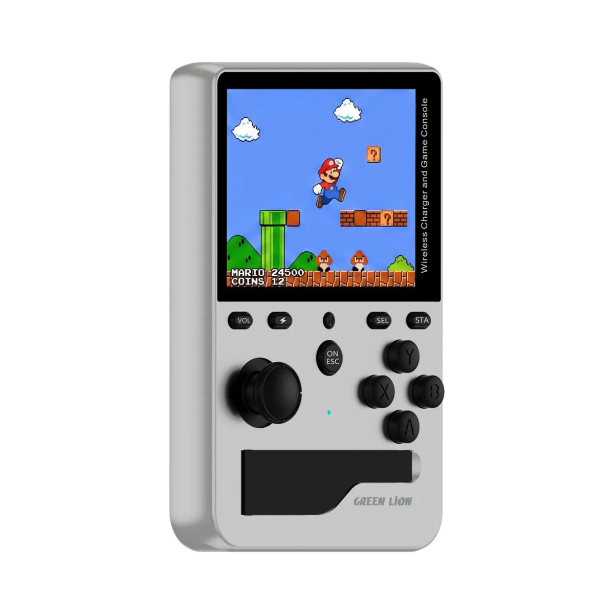 GREEN LION Game On Portable Gaming Console with 5000mAh Power Bank, 3-inch IPS Display, 100+ Built-In Games, 20W PD, 15W MagSafe Wireless Charging, Micro SD Support up to 128GB - Silver