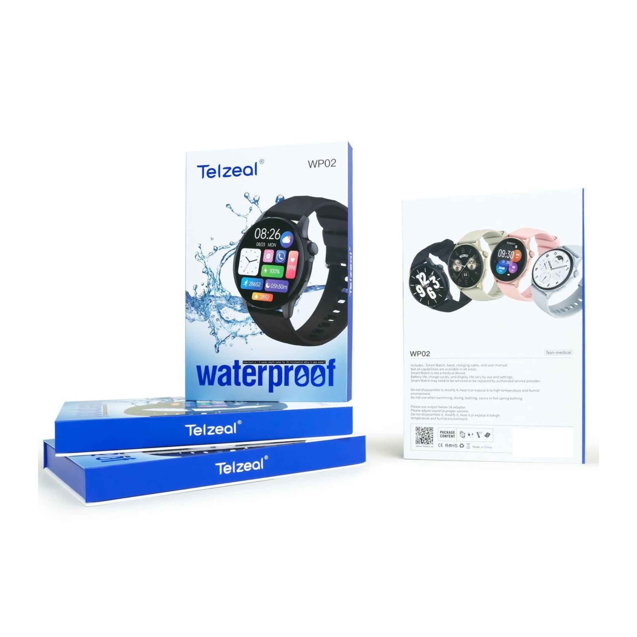 TELZEAL WP02 Smart Watches With Waterproof -Gold