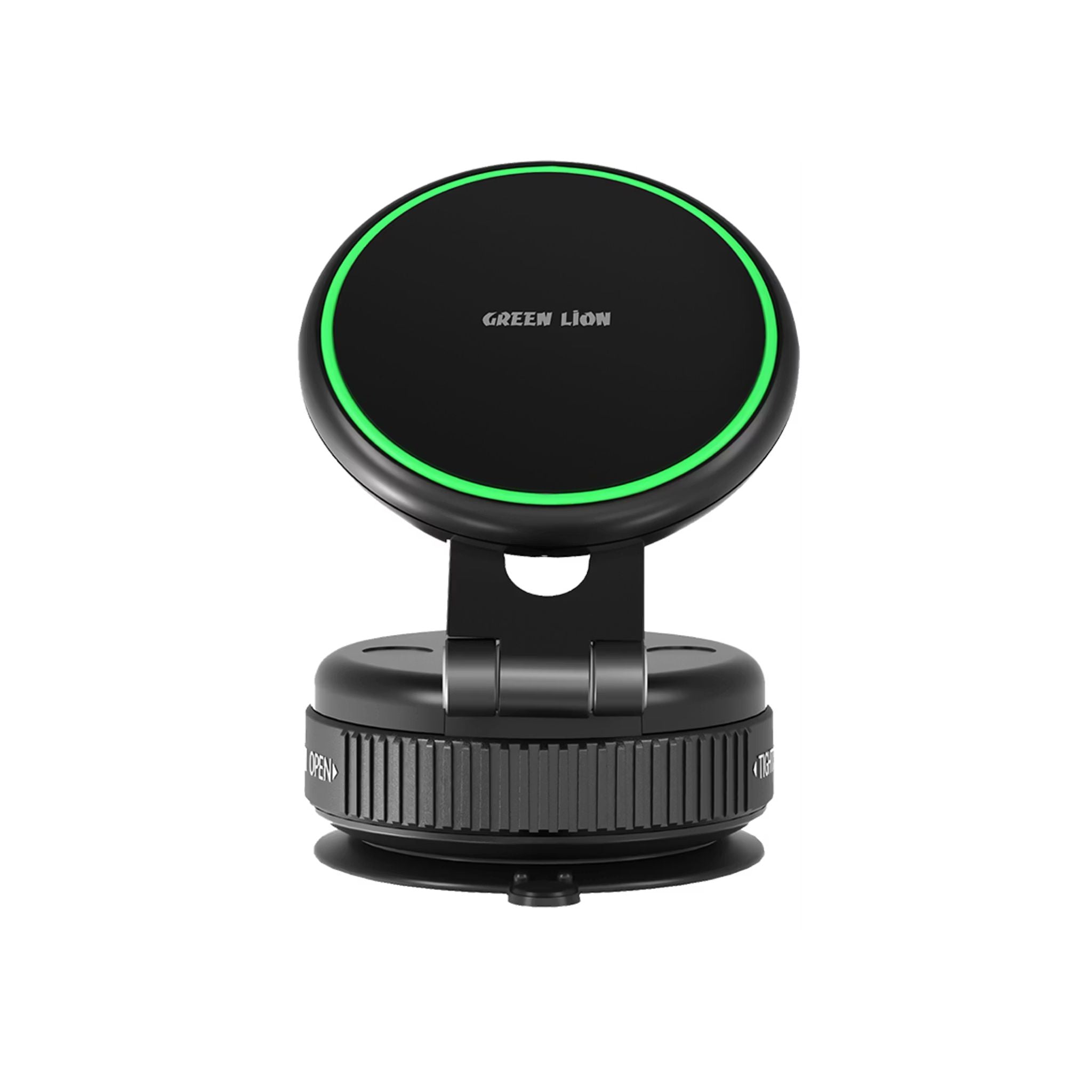 Green Lion GX-41 Suction Phone Holder with 1kg Adsorption Force, Magsafe Compatible, Swivel Lock Base, Wide Compatibility, Aluminum Alloy Arm, Foldable & Adjustable - Black